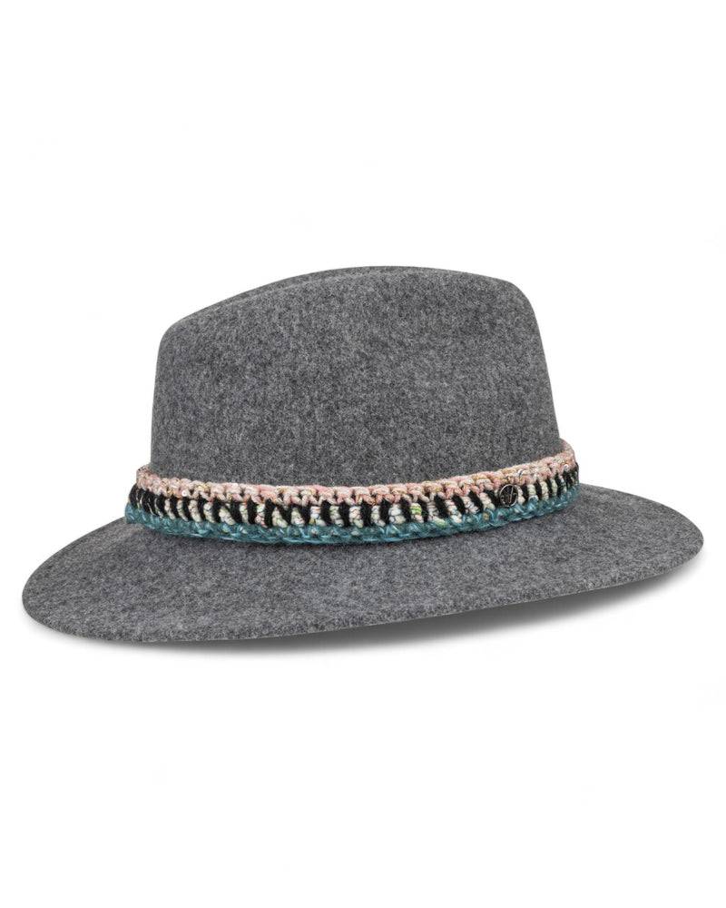Loevenich Damen Woll-Fedora - Anthrazit Meliert