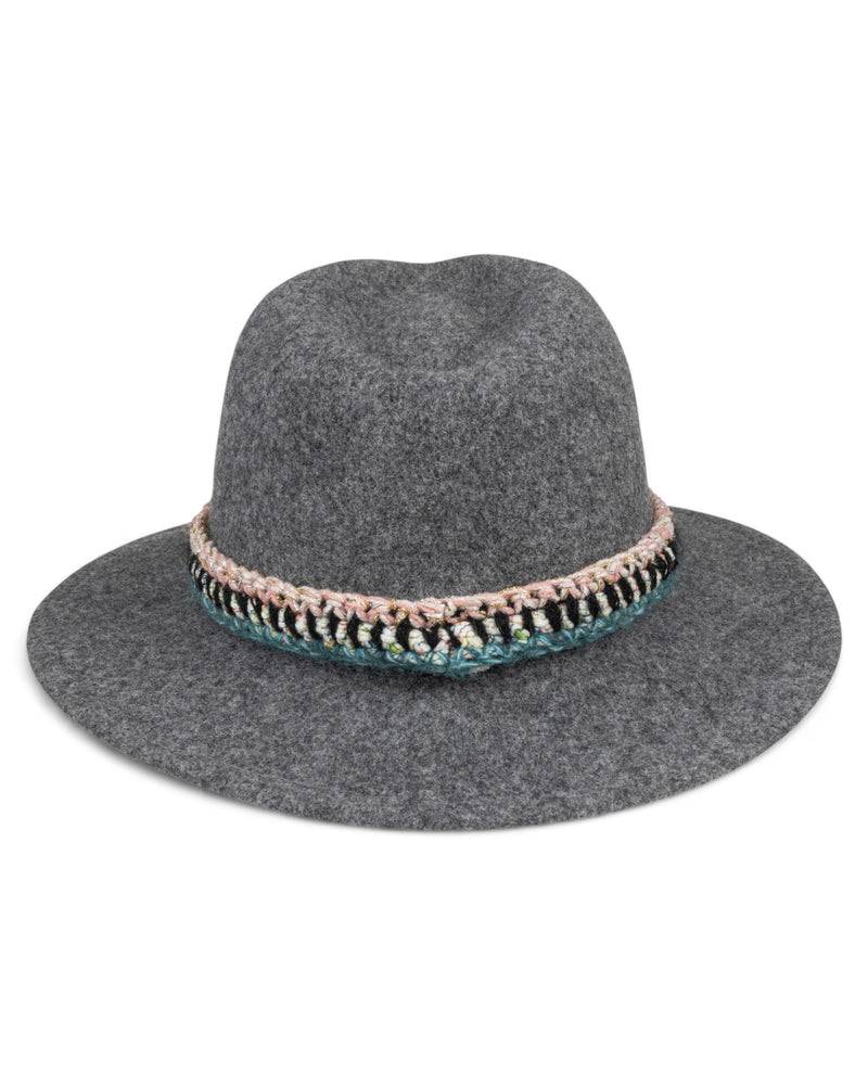 Loevenich Damen Woll-Fedora - Anthrazit Meliert