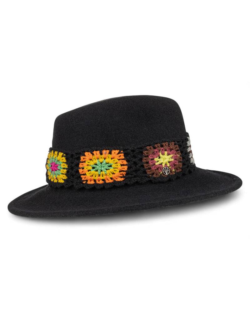 Loevenich Damen Woll-Fedora - Schwarz