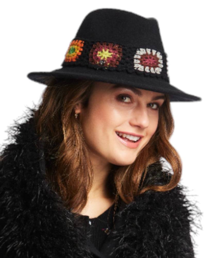 Loevenich Damen Woll-Fedora - Schwarz