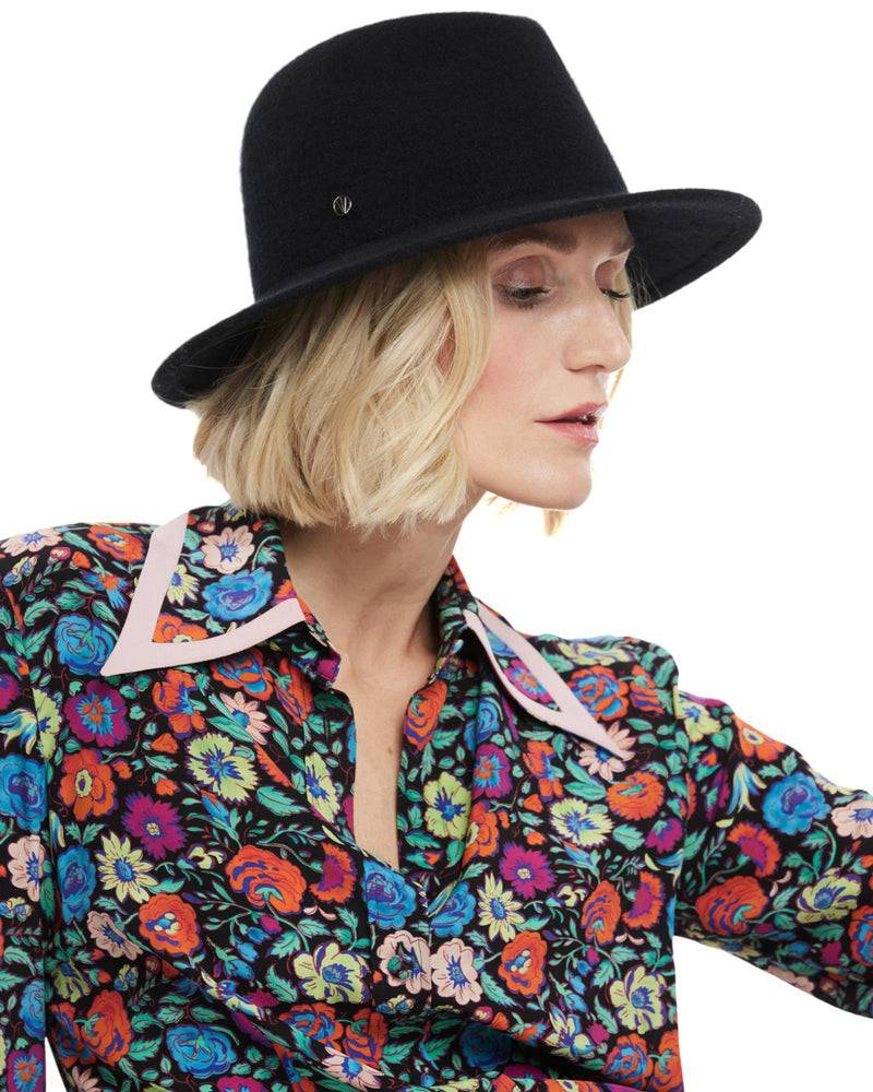 Loevenich Damen Woll-Fedora - Schwarz