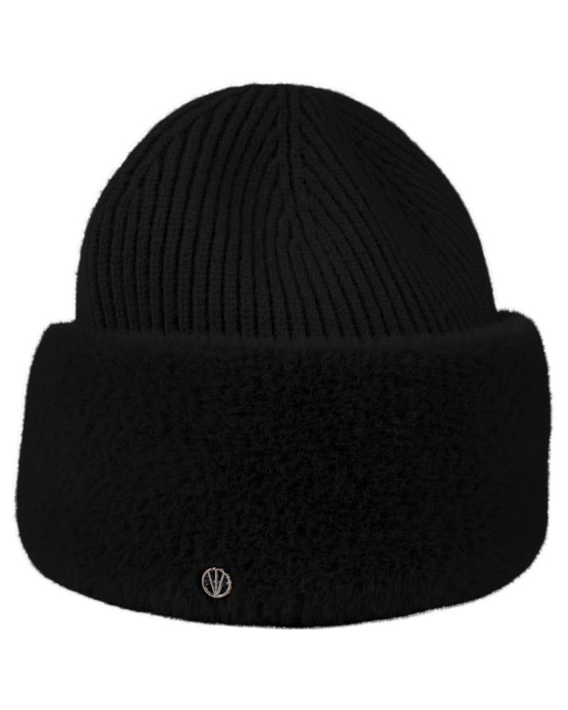 Loevenich Fake Angora Mütze - Schwarz