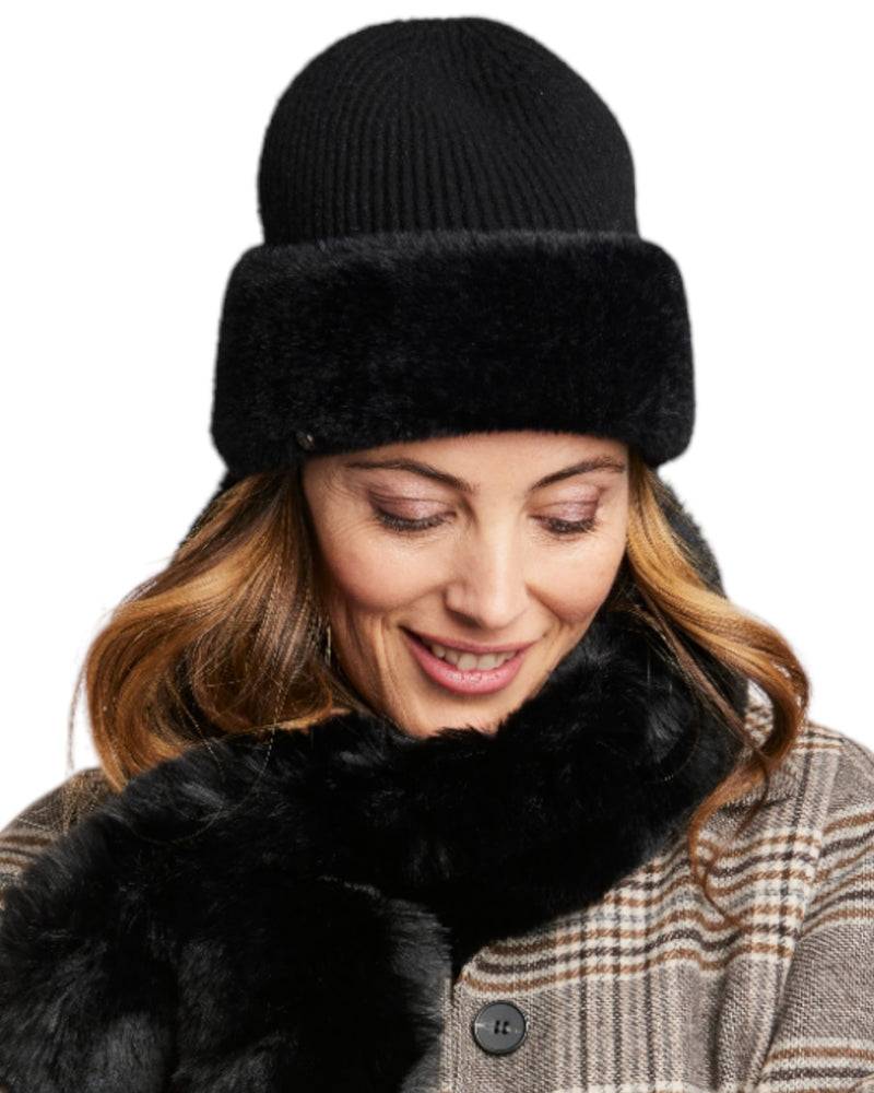 Loevenich Fake Angora Mütze - Schwarz