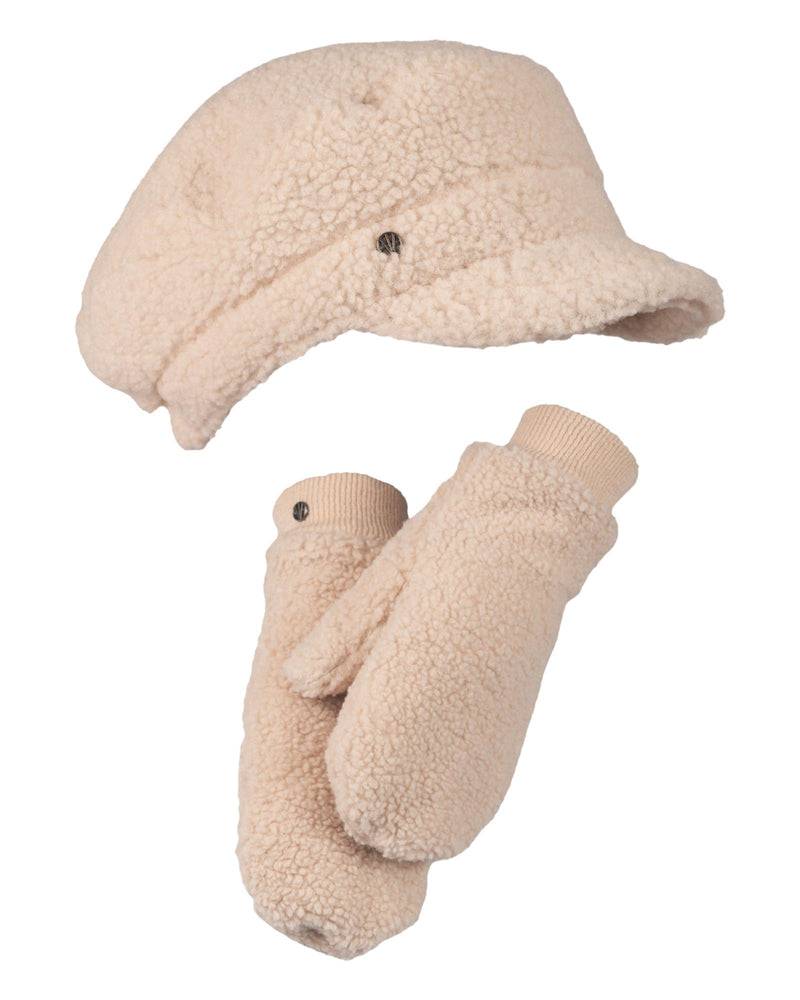 Loevenich Lammfell Imitation Kappe + Handschuh - Beige