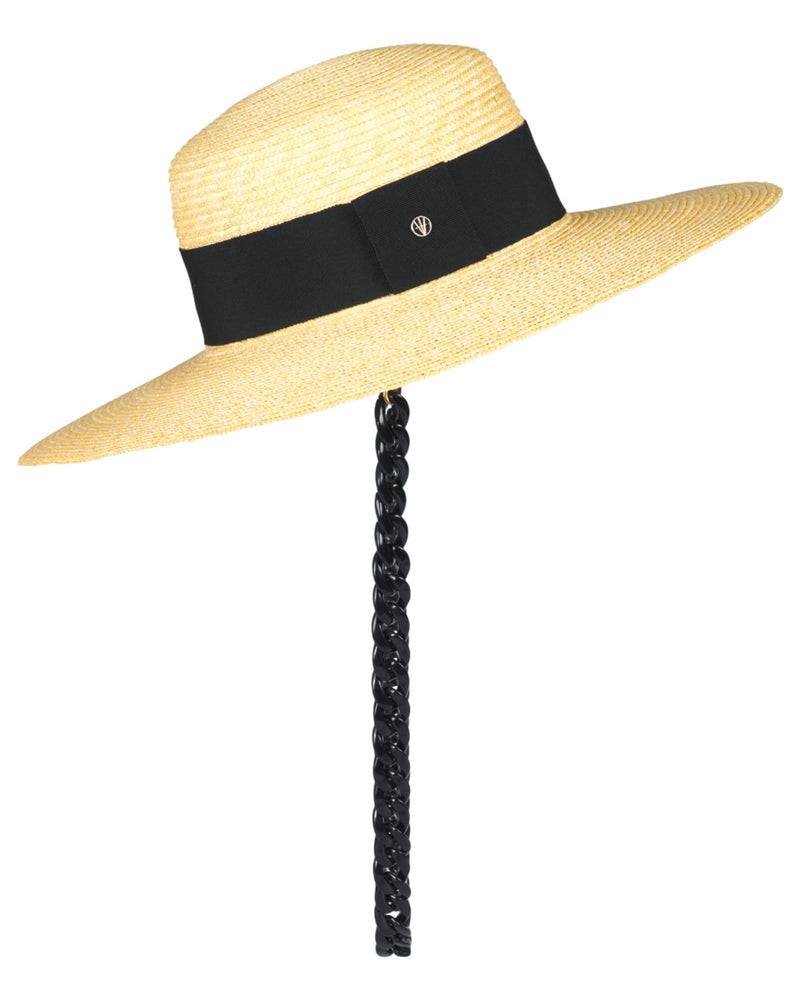 Loevenich Matelot-Strohhut Mit Kette-Natur-Schwarz
