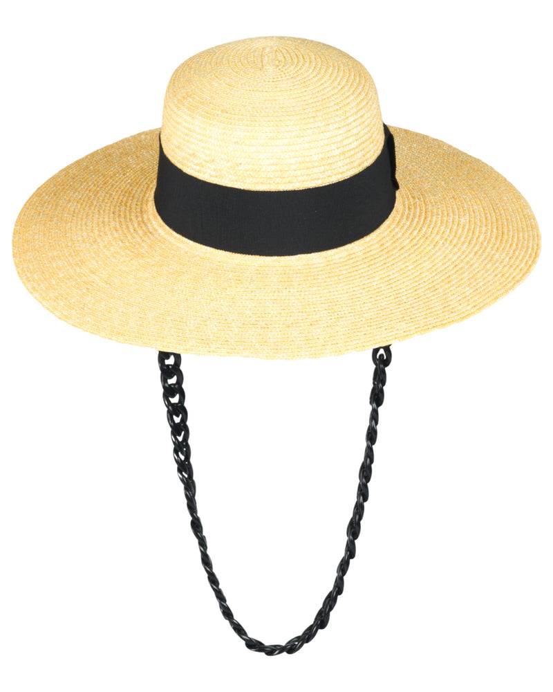 Loevenich Matelot-Strohhut Mit Kette-Natur-Schwarz