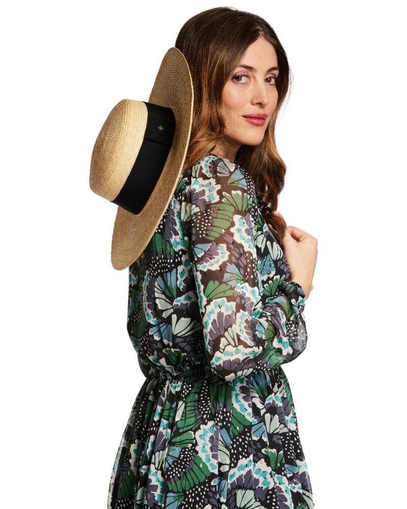 Loevenich Matelot-Strohhut Mit Kette-Natur-Schwarz