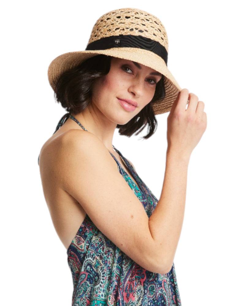 Loevenich Loevenich Medium Raffia-Glocke mit schwarzem Ripsband