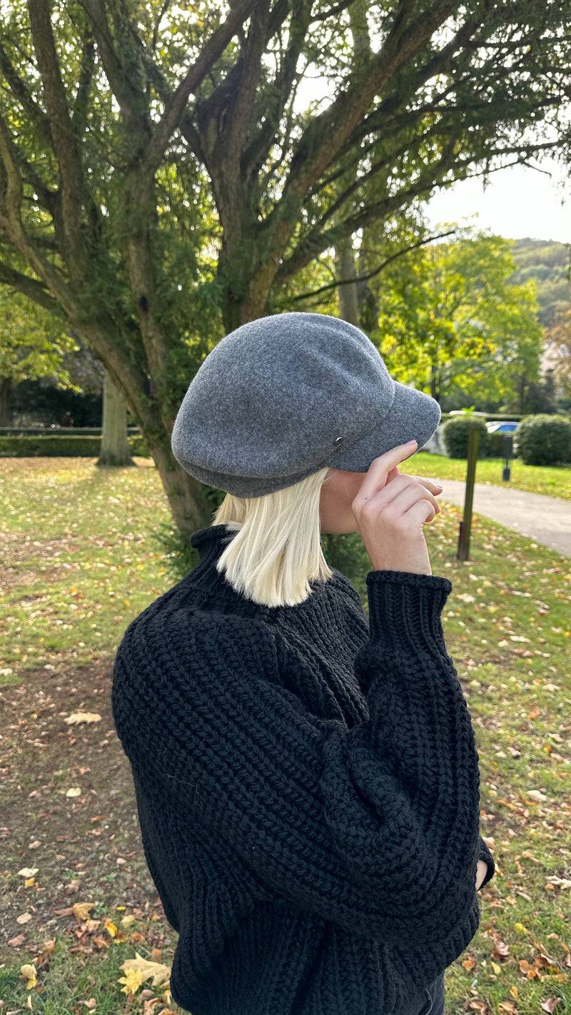 Loevenich Schirmkappe Aus Wolle - Anthrazit Meliert