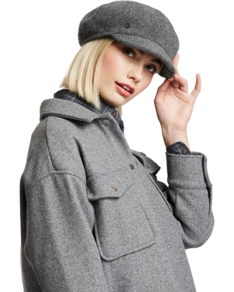 Loevenich Schirmkappe aus Wolle - Anthrazit meliert