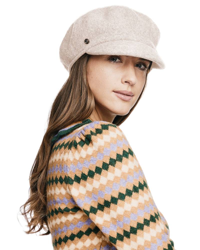 Loevenich Schirmkappe aus Wolle - Beige meliert