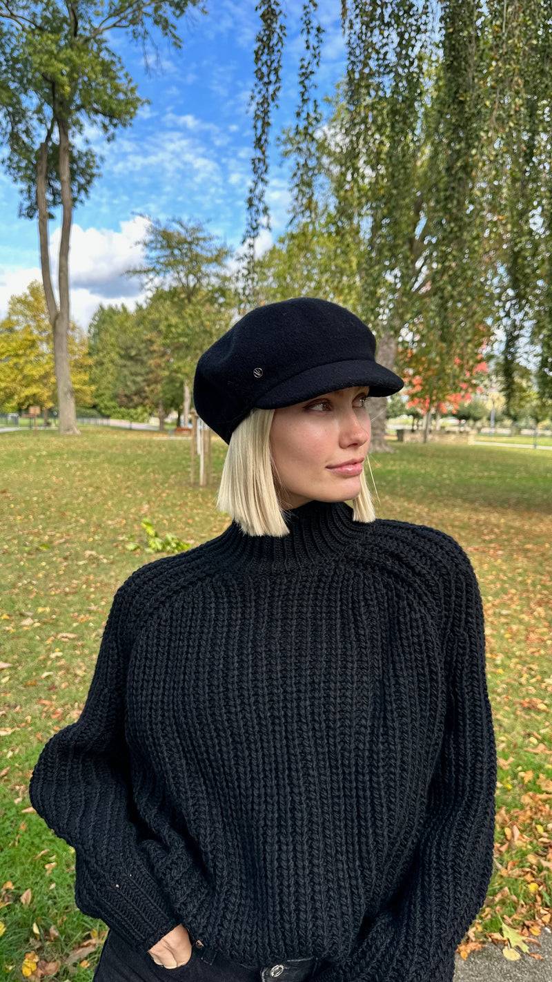 Loevenich Schirmkappe Aus Wolle - Schwarz