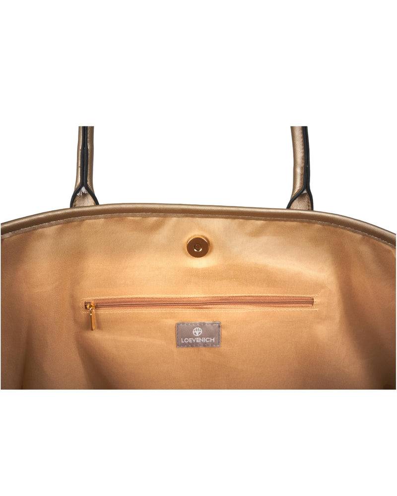 Loevenich Set: Gehäkelter Strohhut Plus Tasche-Gold