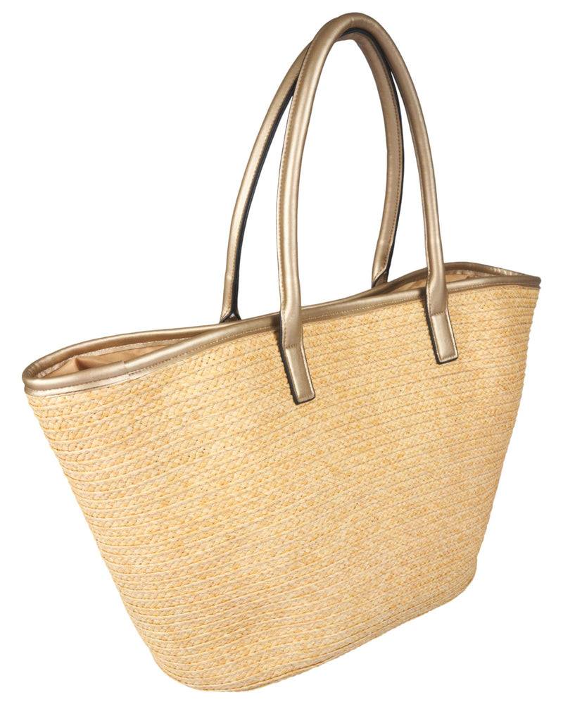 Loevenich Set: Gehäkelter Strohhut Plus Tasche-Gold