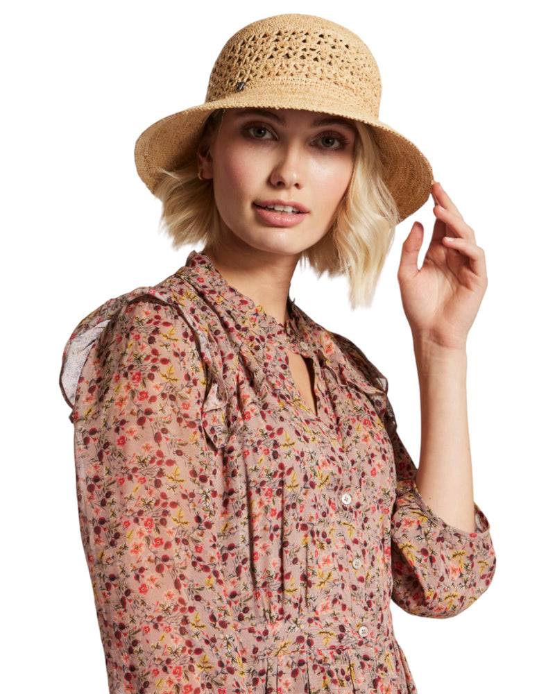 Loevenich Set: Gehäkelter Strohhut Plus Tasche-Gold