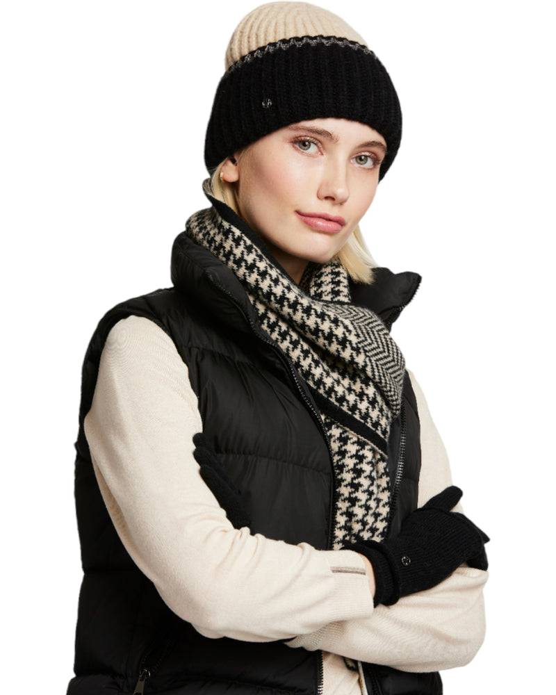 Loevenich SET Strickmütze + Schal - Beige-Schwarz