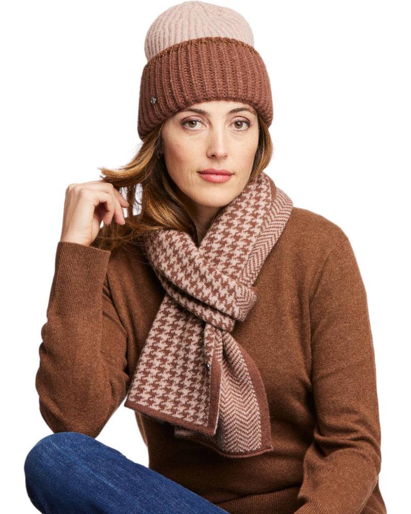 Loevenich SET Strickmütze + Schal - Puder-Cognac