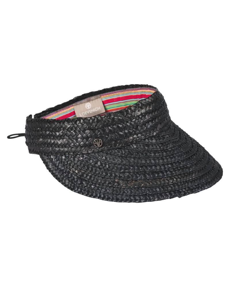 Loevenich Strand- und Sport-Visor aus Stroh-Schwarz