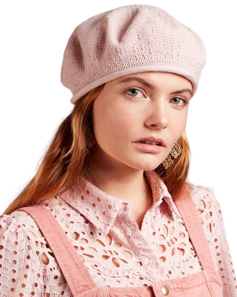 Loevenich Modische Baumwoll-Baskenmütze für Damen - Nude