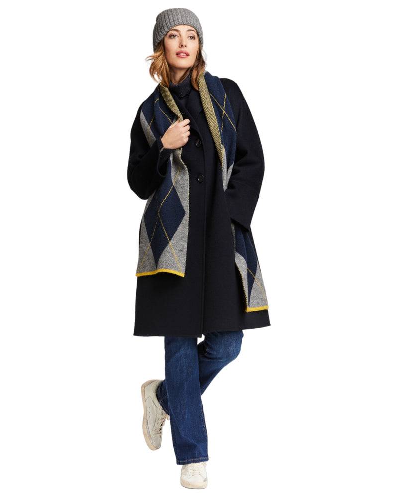 Loevenich SET Strickmütze + Rautenschal - Flanell meliert-Multi Marine