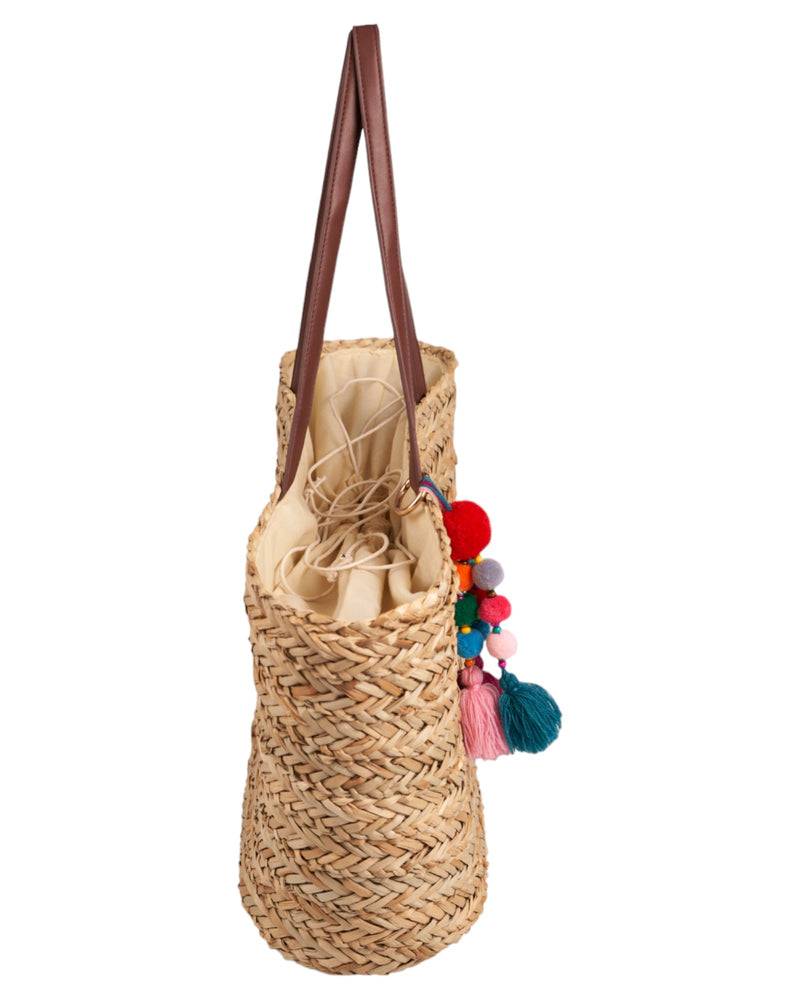 Loevenich Stabiler Seegras Shopper Mit Fröhlichem Anhänger - Natur