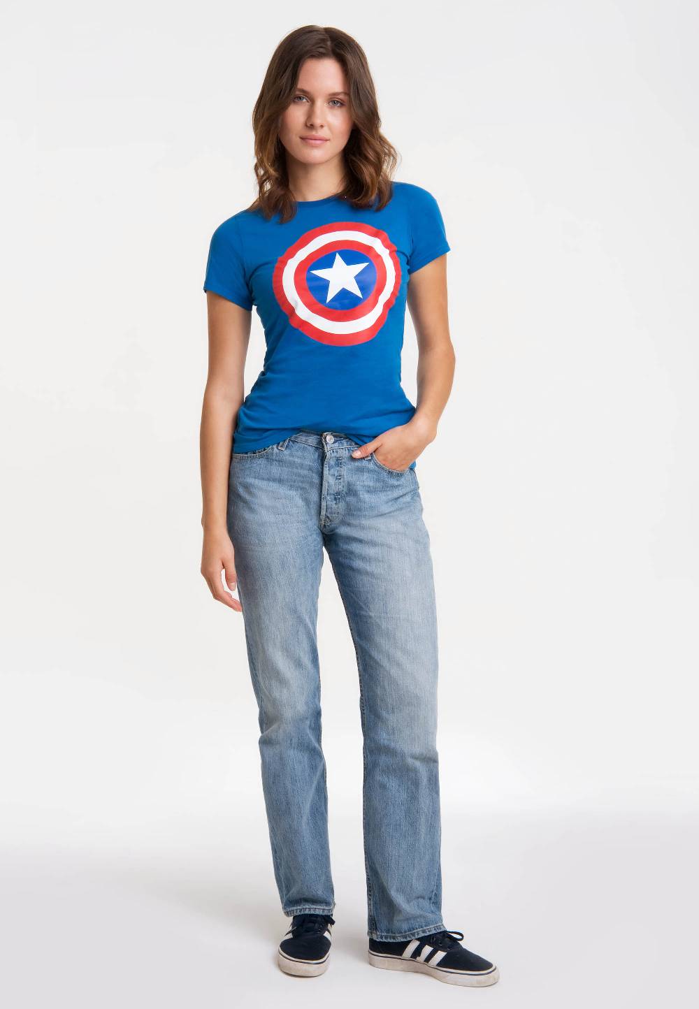 Logoshirt Captain America - Schild - Logo - Marvel Comics - T-Shirt Print - Damen