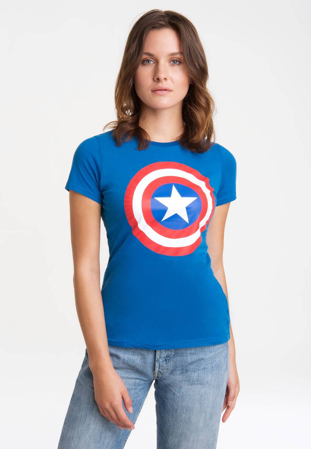 Logoshirt Captain America - Schild - Logo - Marvel Comics - T-Shirt Print - Damen