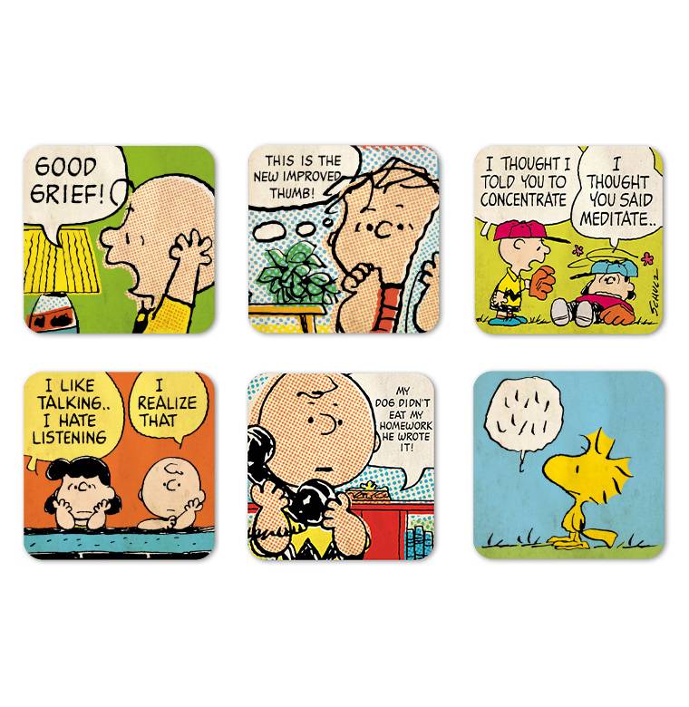 Logoshirt Charlie Brown & Freunde - Peanuts - Weise Worte - 6er Set - Untersetzer