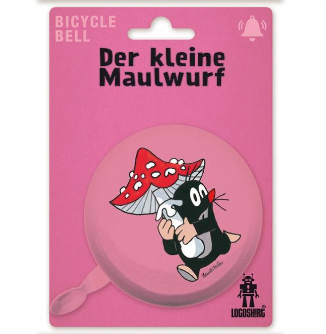Logoshirt Der kleine Maulwurf - Fliegenpilz - Fahrradklingel Retro - groß - Ø 80 mm - pink