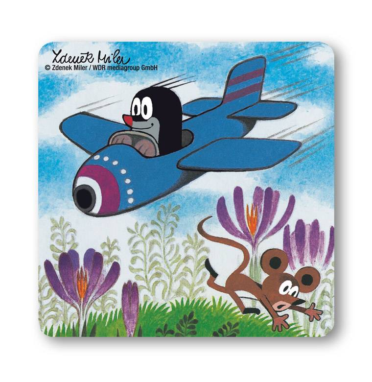 Logoshirt Der Kleine Maulwurf - Im Flugzeug - Untersetzer