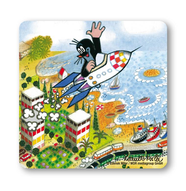 Logoshirt Der kleine Maulwurf - Rakete Stadt - Untersetzer