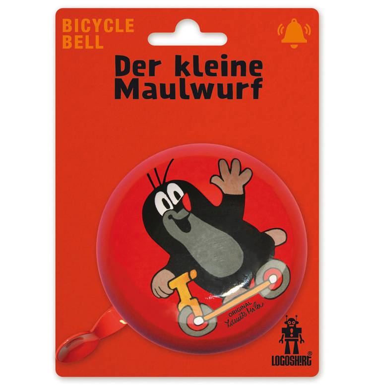 Logoshirt Der kleine Maulwurf - Roller - Fahrradklingel Retro - groß - Ø 80 mm - rot