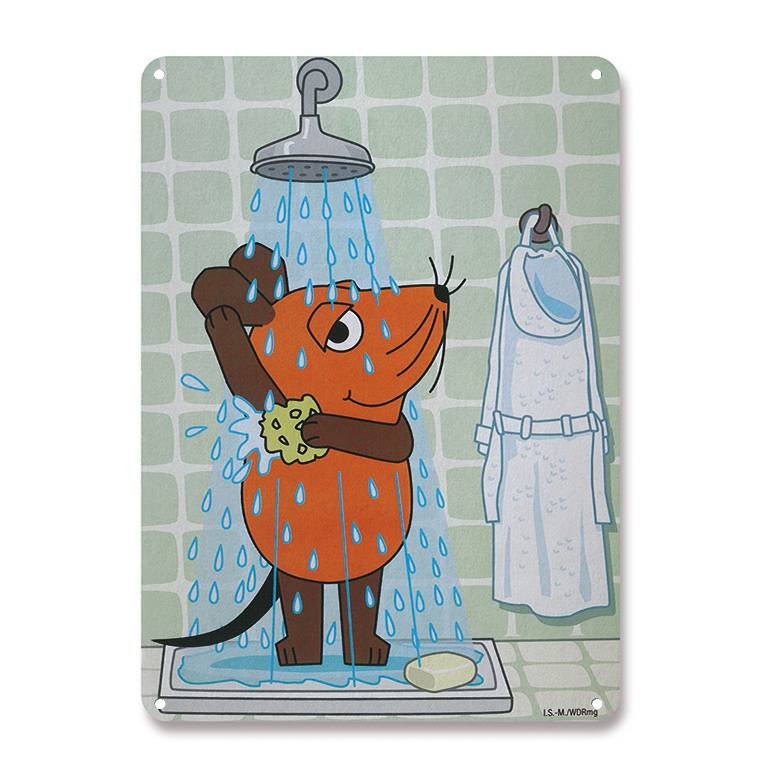 Logoshirt Die Sendung mit der Maus - Die Maus - Dusche - Blechschild A5 Logoshirt Die Sendung mit der Maus - Die Maus - Dusche - Blechschild A5