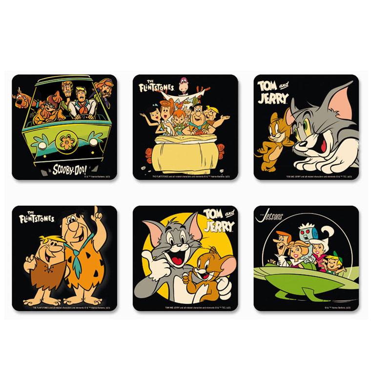 Logoshirt Hanna-Barbera - Cartoons - Scooby-Doo - The Flintstones - The Jetsons - Tom & Jerry - 6er Set - Untersetzer