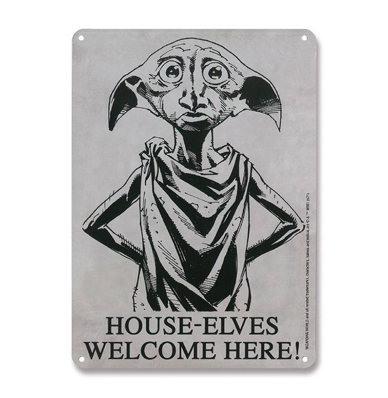 Logoshirt Harry Potter - Dobby - House-Elves Welcome Here! - Blechschild A5