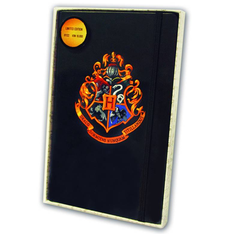 Logoshirt Harry Potter - Hogwarts Logo - Hardcover Notizbuch A5 - Mit Gummiband - Gepunktet - Limited Edition