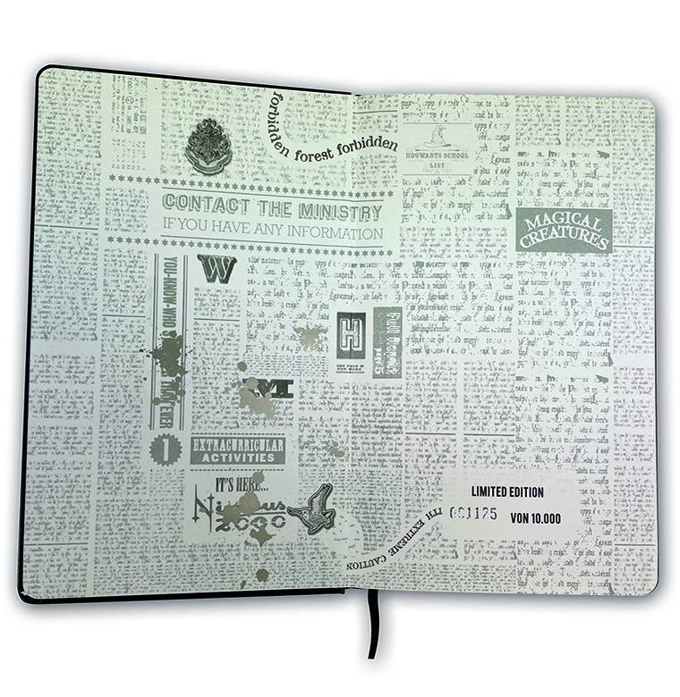 Logoshirt Harry Potter - Hogwarts Logo - Hardcover Notizbuch A5 - Mit Gummiband - Gepunktet - Limited Edition