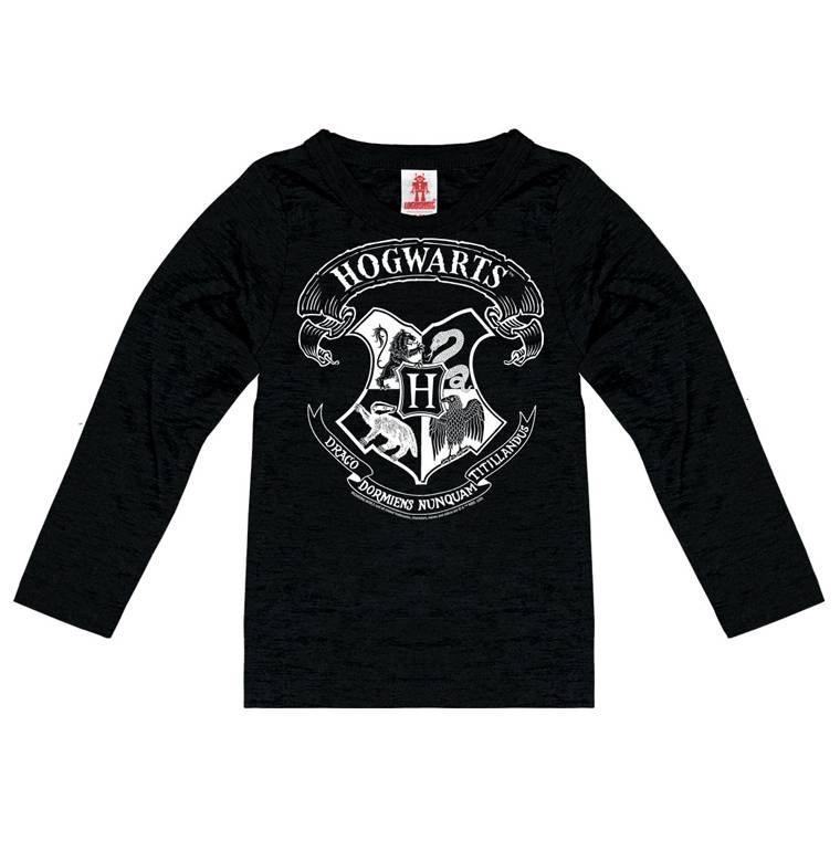 Logoshirt Harry Potter - Hogwarts Logo (Weiß) - Langarmshirt Print - Kinder