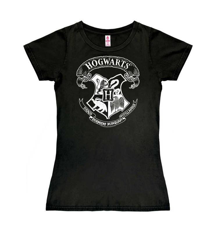 Logoshirt Harry Potter - Hogwarts Logo (Weiß) - T-Shirt Print - Damen