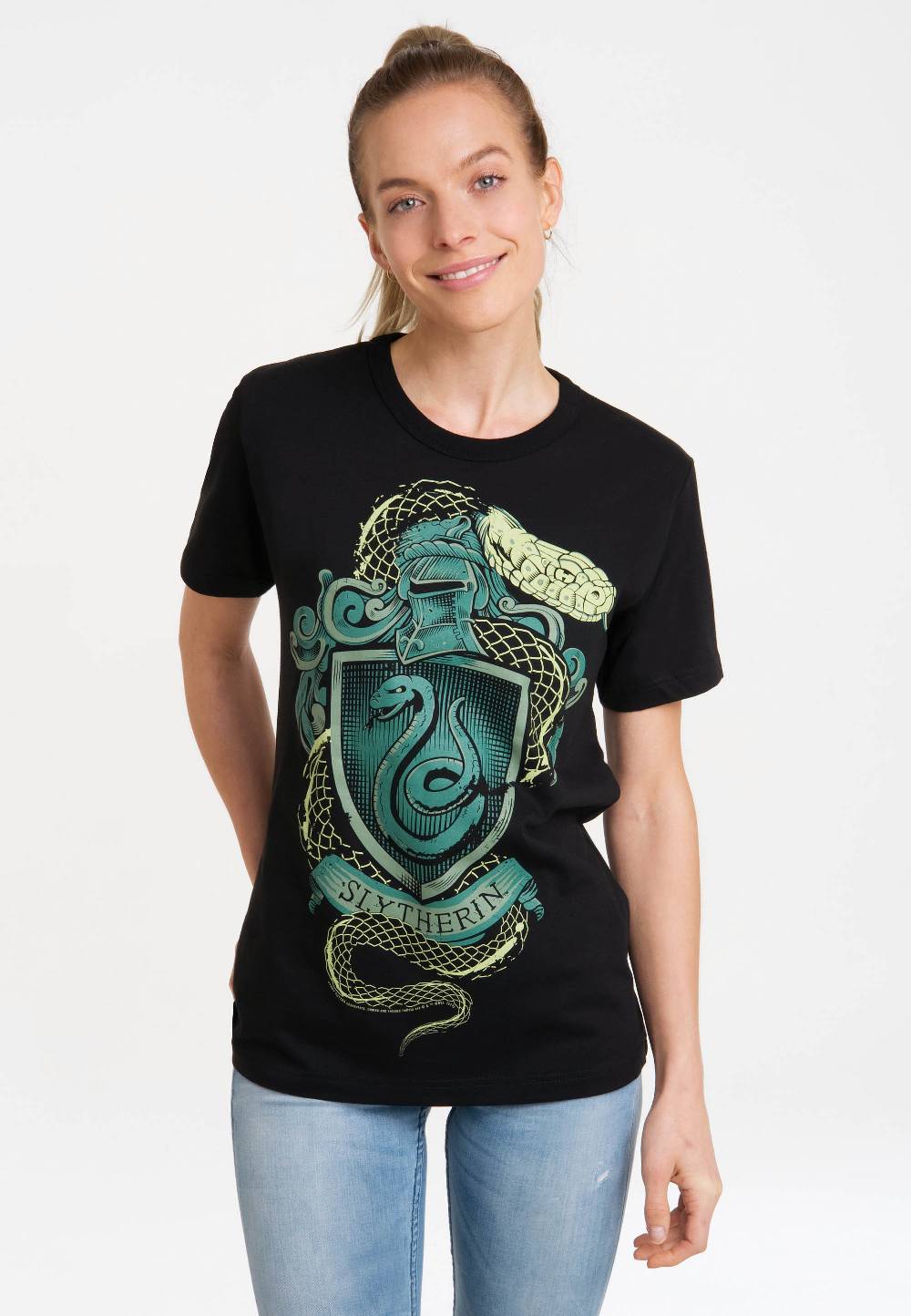Logoshirt Harry Potter - Slytherin Logo - Schlange - Wappen - T-Shirt Print - Damen