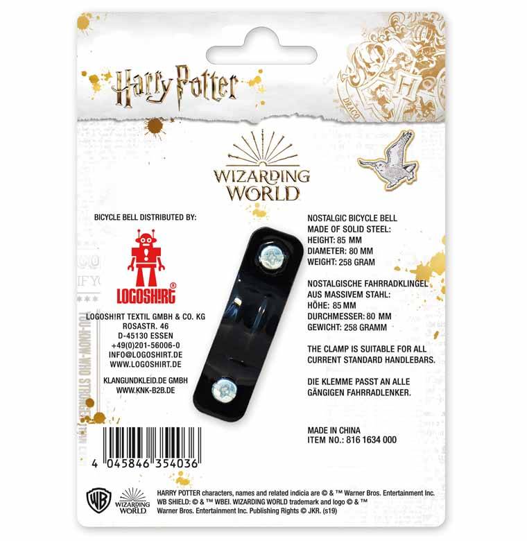 Logoshirt Hogwarts - Logo - Harry Potter - Fahrradklingel Retro - Groß - Ø 80 Mm - Schwarz