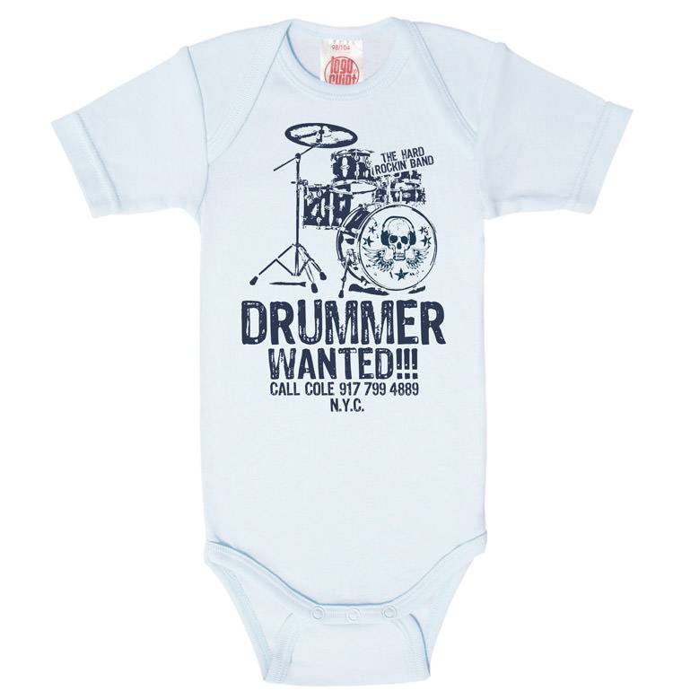 Logoshirt Drummer Wanted - Baby Body - Kurzarm