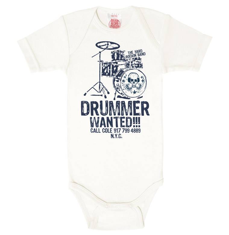 Logoshirt Drummer Wanted - Baby Body - Kurzarm