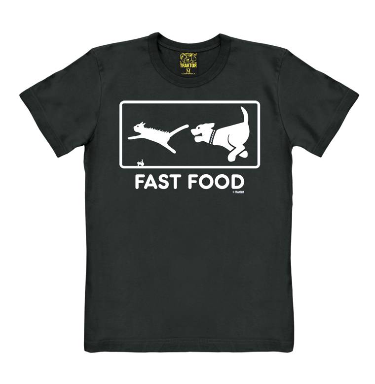 Logoshirt Fast Food - Hund Jagt Katze - T-Shirt Print