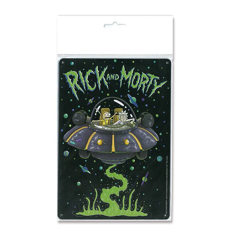 Logoshirt Rick & Morty - Raumschiff - Blechschild A5