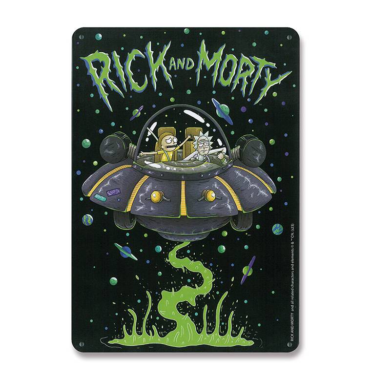 Logoshirt Rick & Morty - Raumschiff - Blechschild A5