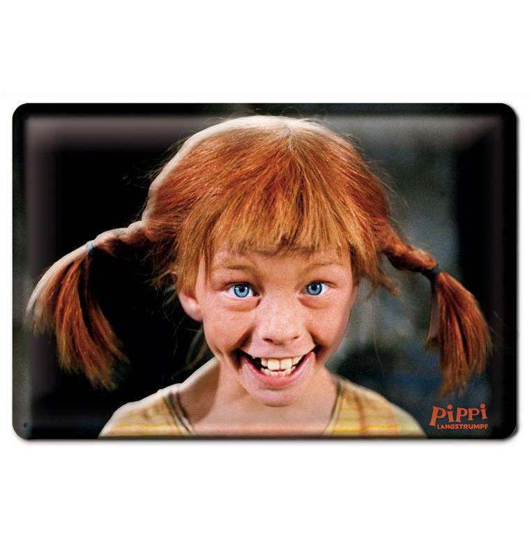 Logoshirt Pippi Langstrumpf - Lacht - Blechschild - aus robustem Stahblech - gewölbt mit Prägung - 30 x 20 cm
