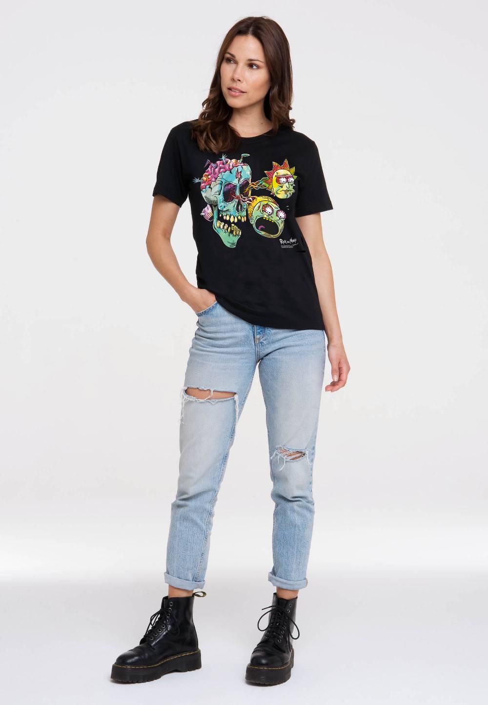 Logoshirt Rick & Morty - Eyeball Skull - T-Shirt Print - Damen