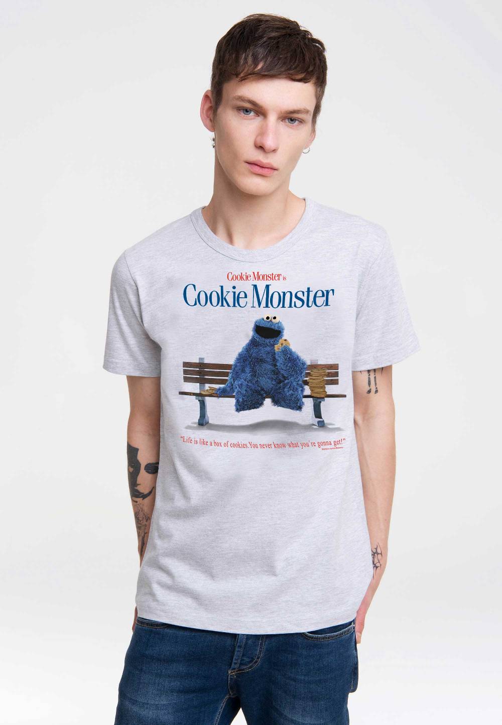 Logoshirt Sesamstrasse - Krümelmonster - Cookie Monster - Box Of Cookies - T-Shirt Print - Herren