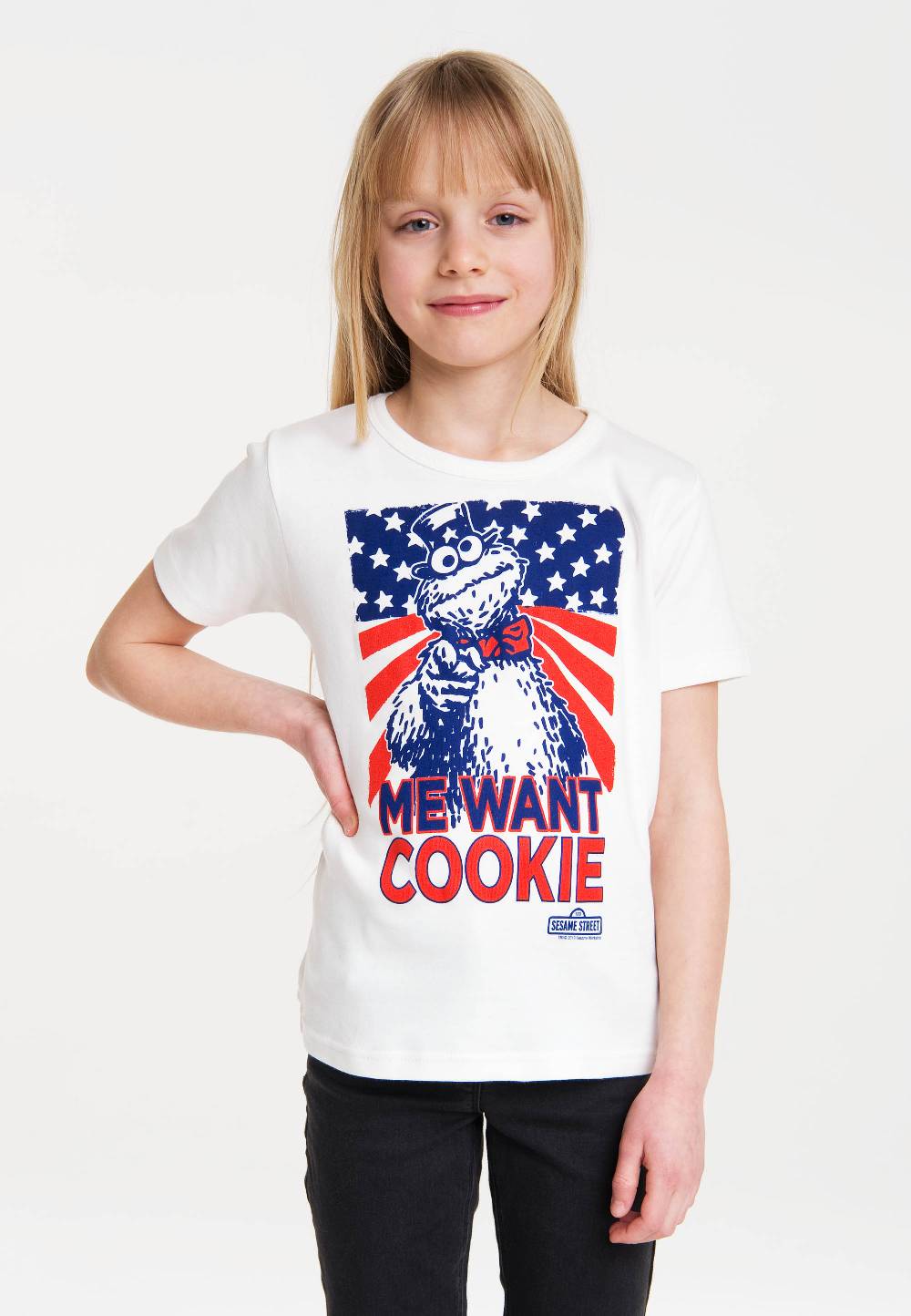 Logoshirt Sesamstrasse - Krümelmonster - Me Want Cookie - T-Shirt Print - Kinder
